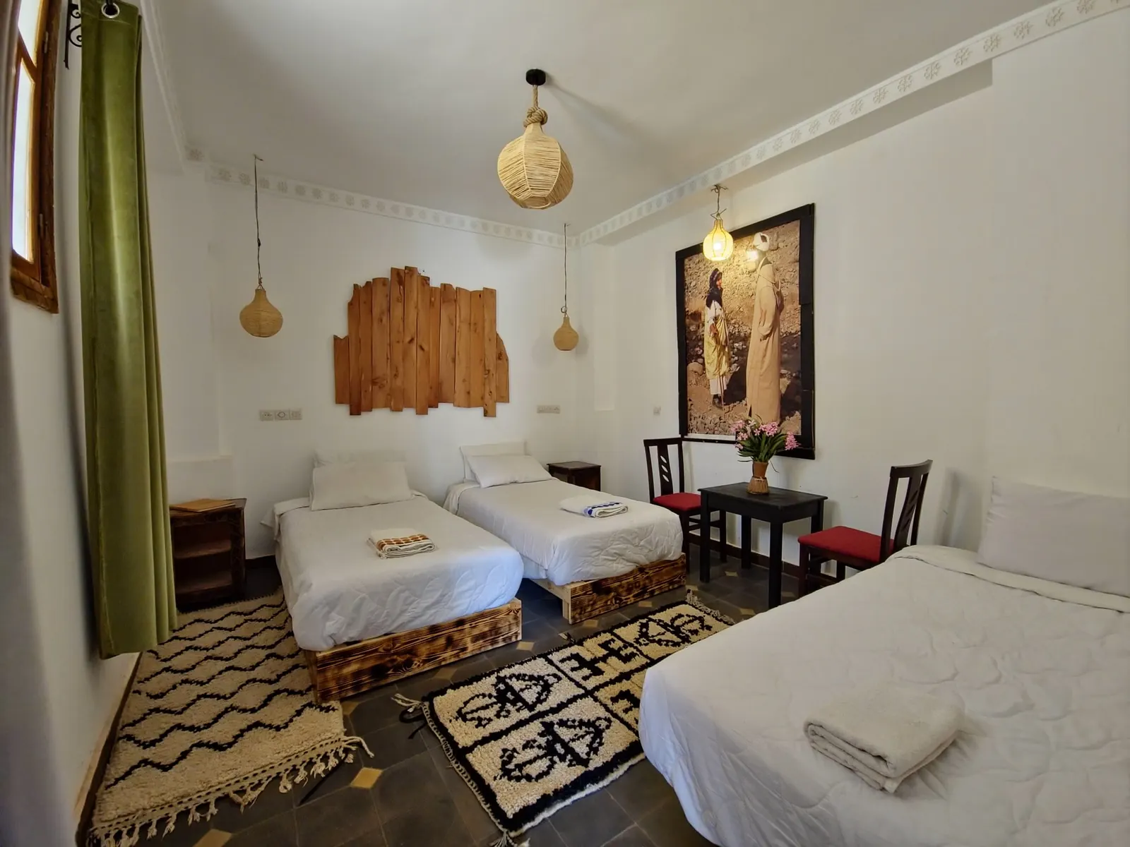 Atlas Triple Room at Hotel Gorge Dadès — bathroom and tadelakt finishes