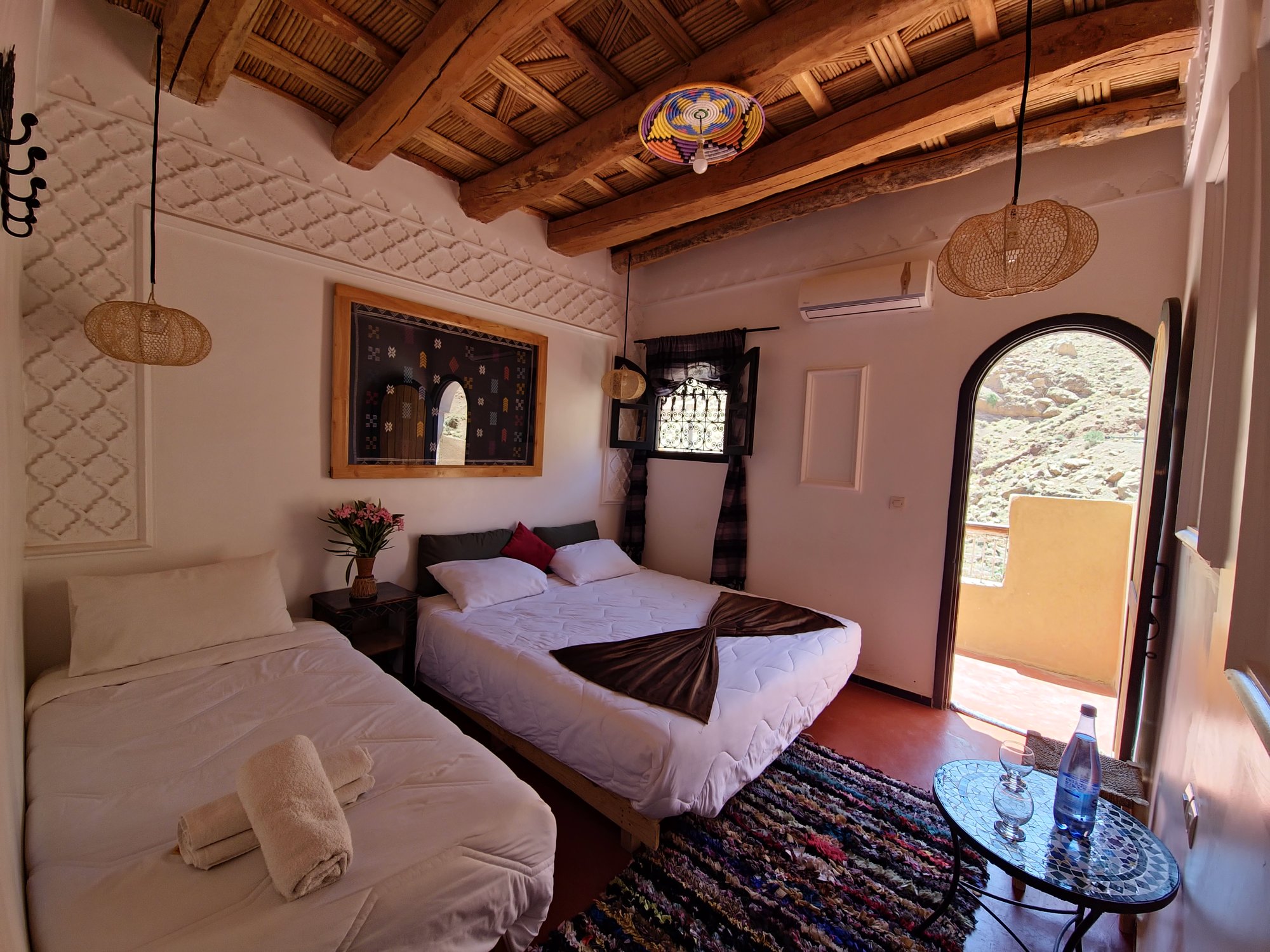 Raha Double Room at Hotel Gorge Dadès — bathroom and tadelakt finishes
