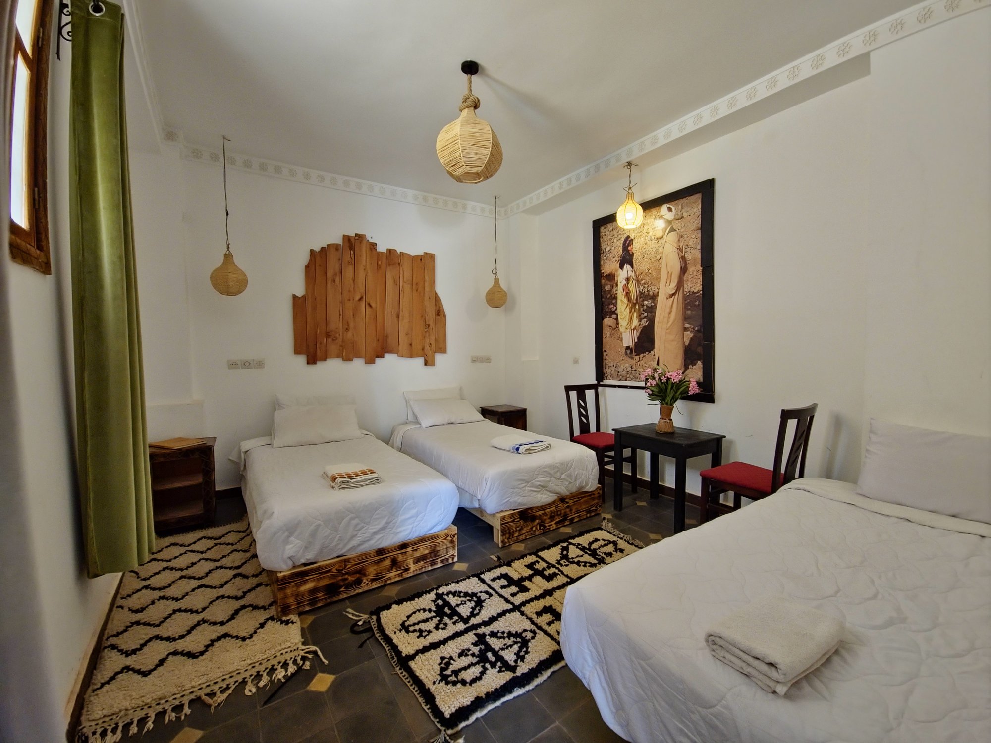 Atlas Triple Room at Hotel Gorge Dadès — bathroom and tadelakt finishes