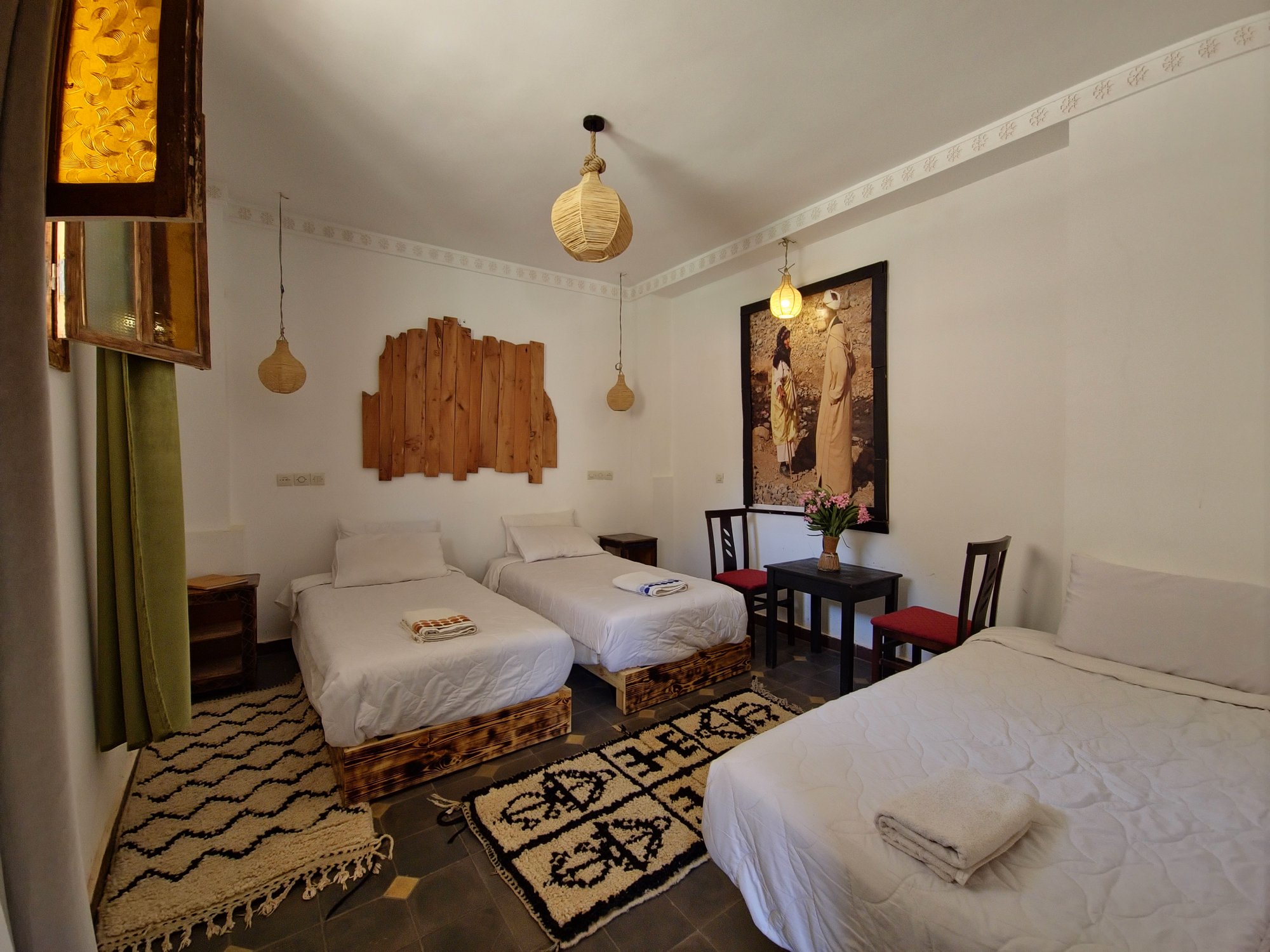 Atlas Triple Room at Hotel Gorge Dadès — window view onto the Dadès Valley